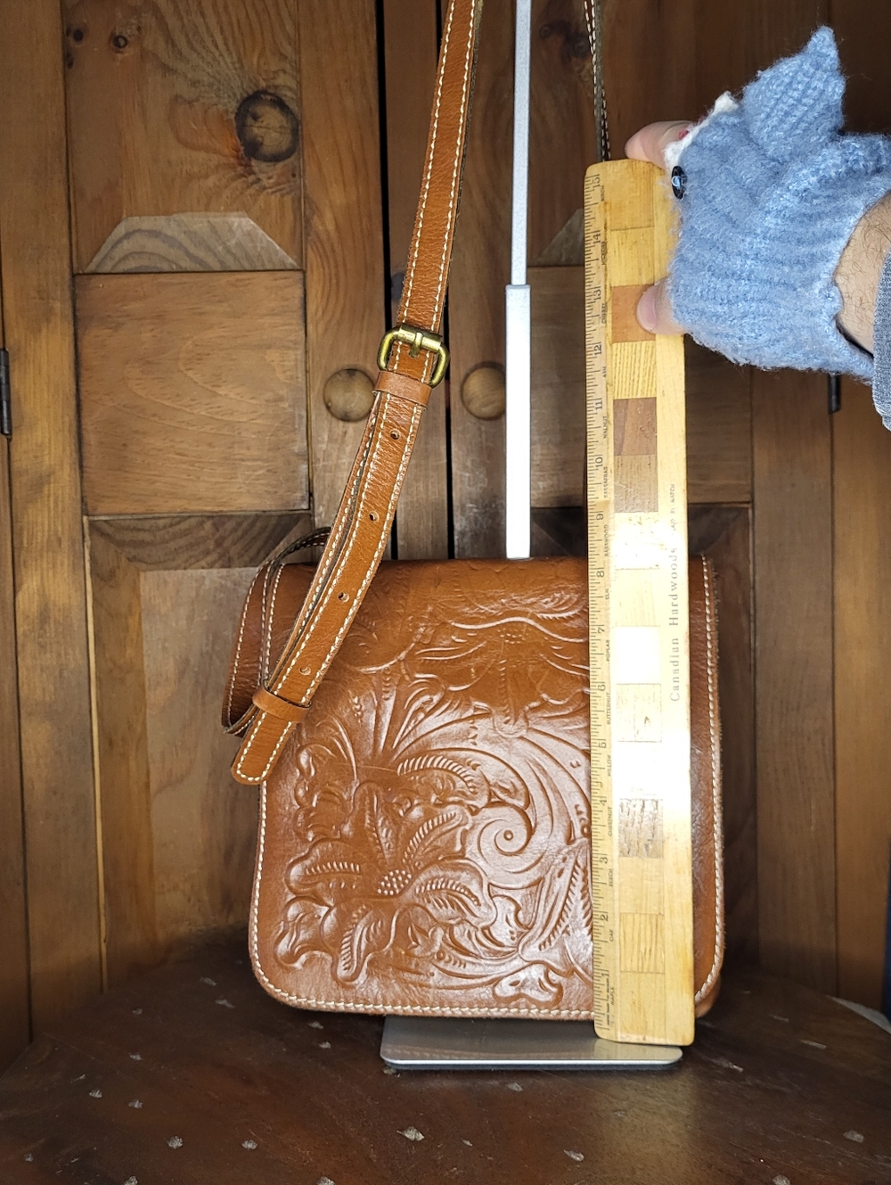 Patricia Nash Cognac Tooled Leather Crossbody Bag - Picture 7 of 17